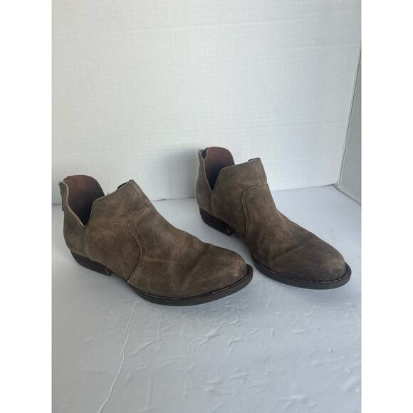 Born Distressed Brown Leather Western Ankle Comfort Rubber Sole Bootie Boots 8.5 - Picture 4 of 13